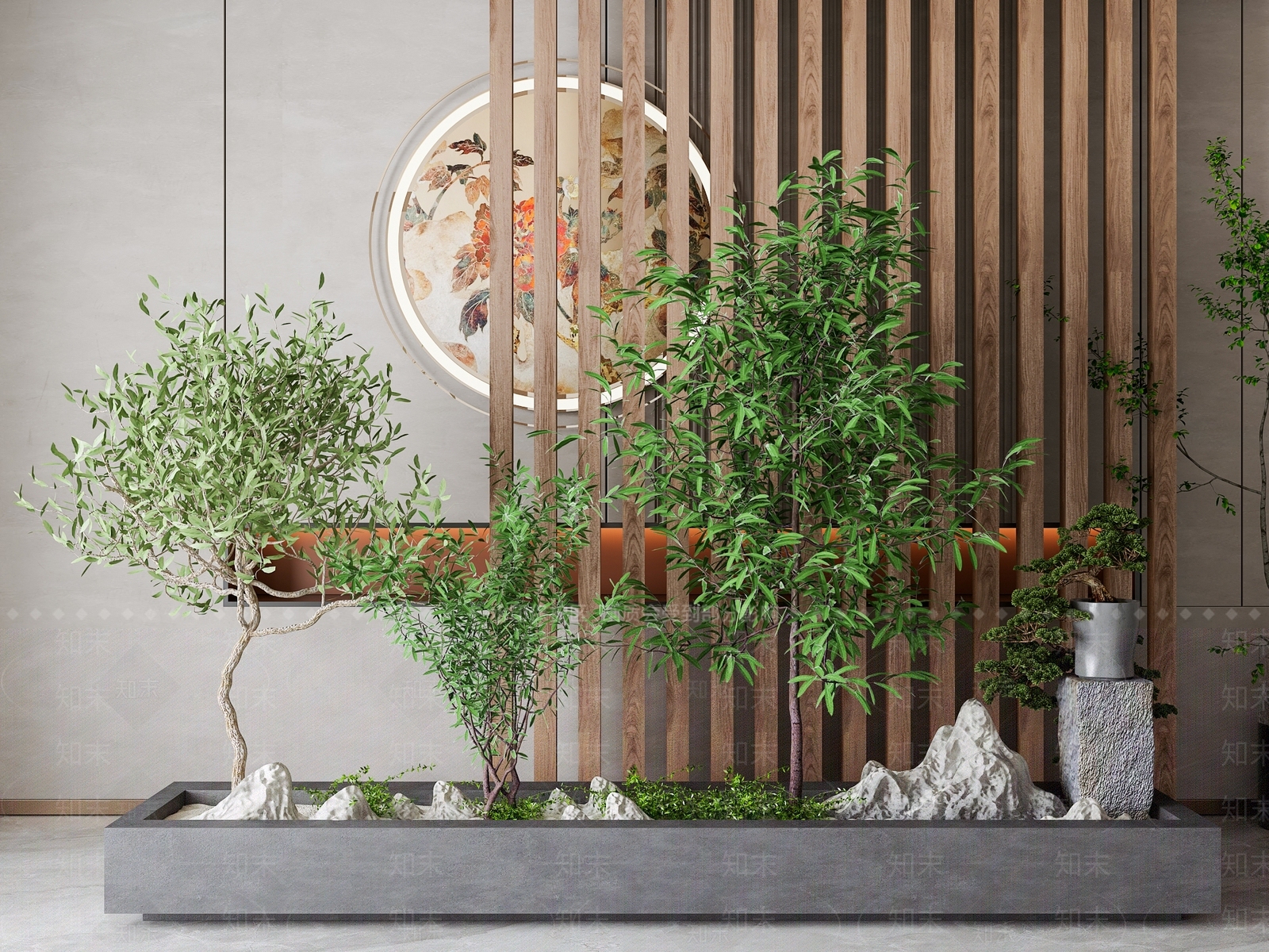 新中式花坛3D模型下载【ID:1154297613】