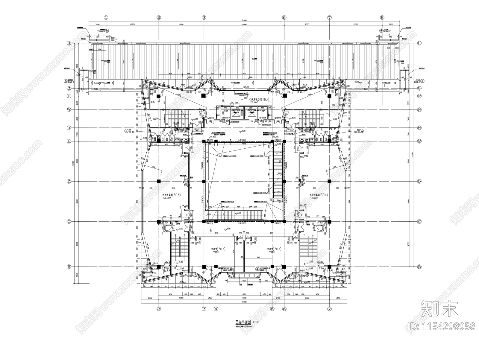 综合教学楼设计cad施工图下载【ID:1154298958】