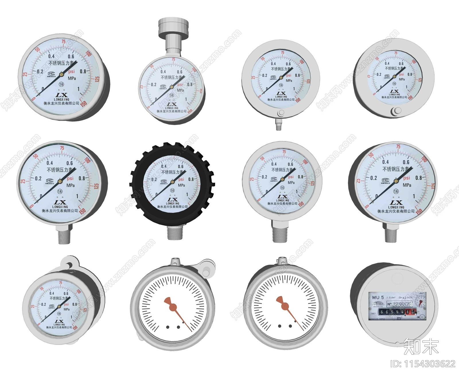 压力表SU模型下载【ID:1154303622】