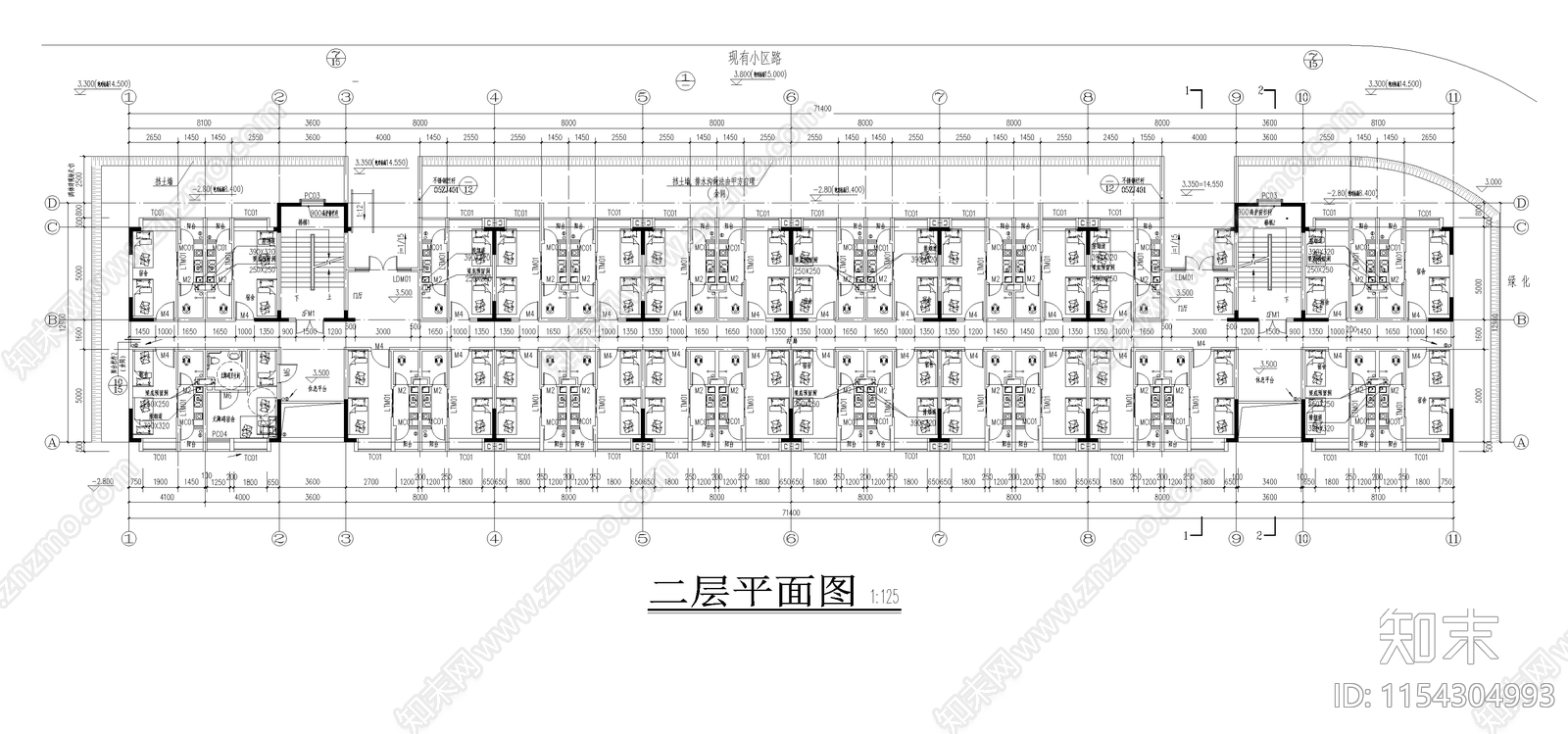 宿舍cad施工图下载【ID:1154304993】