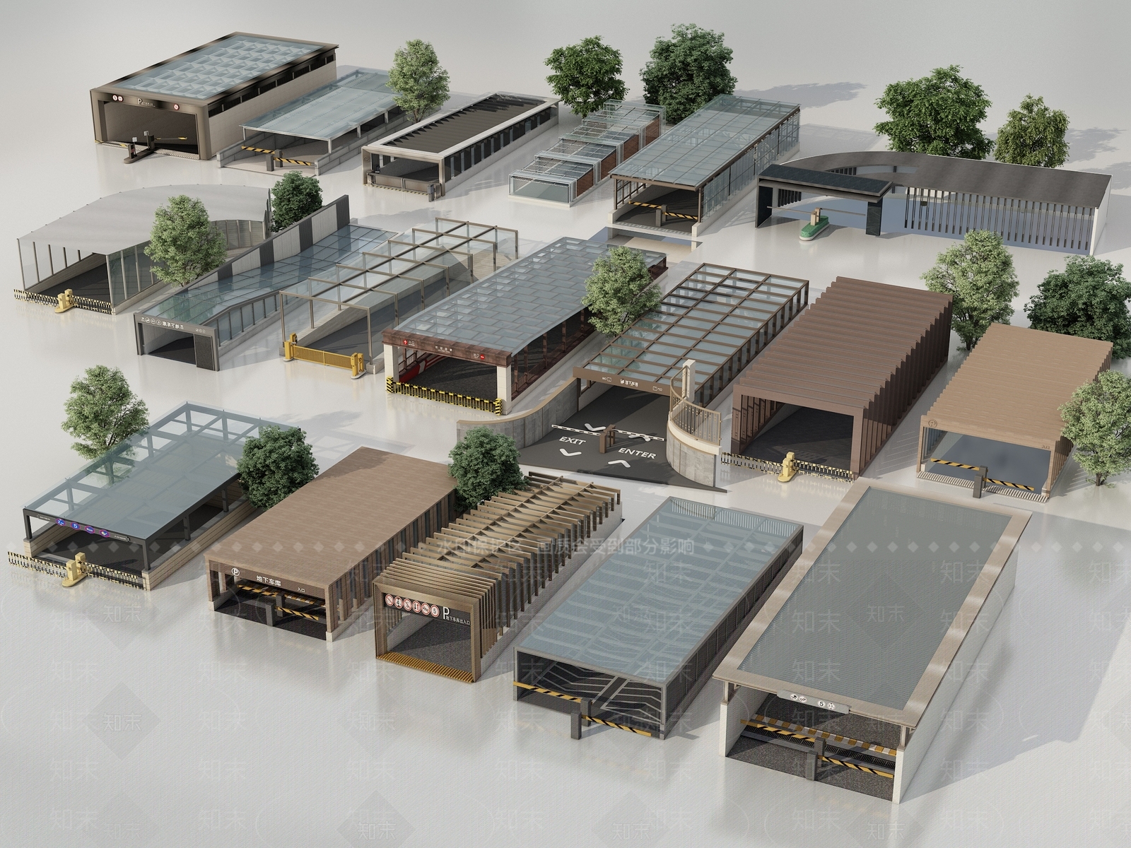 现代地下停车场出入口SU模型下载【ID:1154310776】