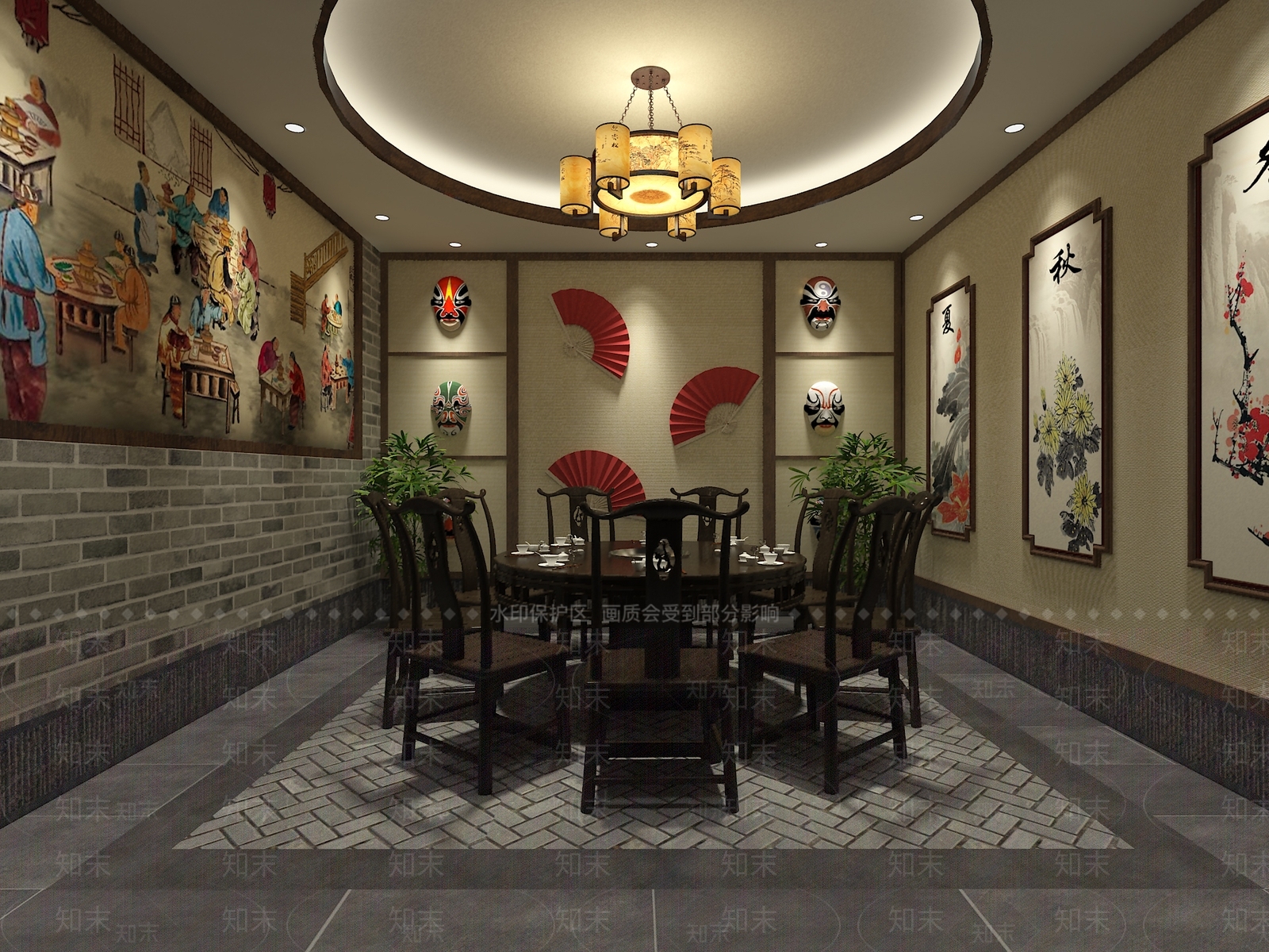 中式餐厅包间3D模型下载【ID:1154315343】