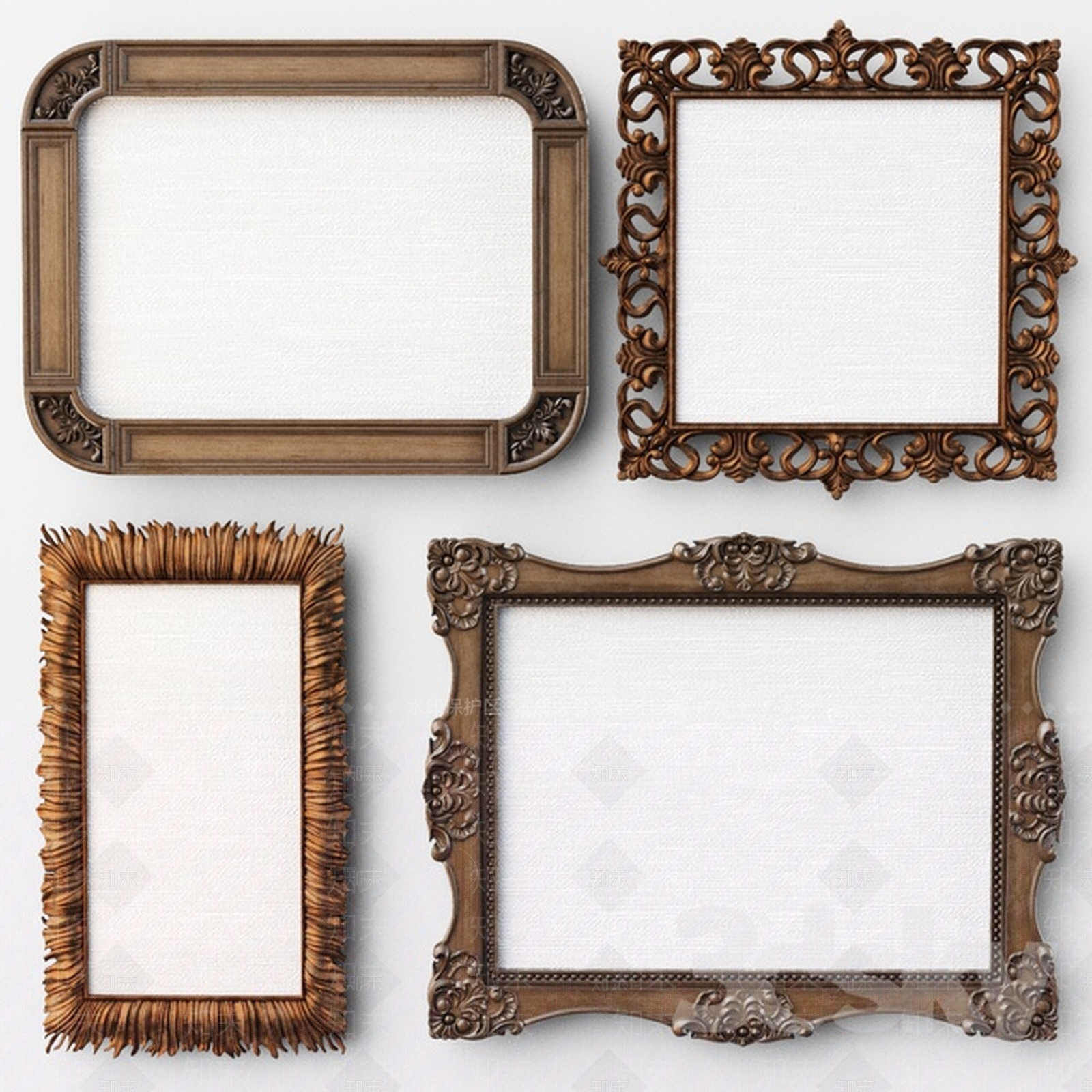 欧式古典相框摆件3D模型下载【ID:1154316892】
