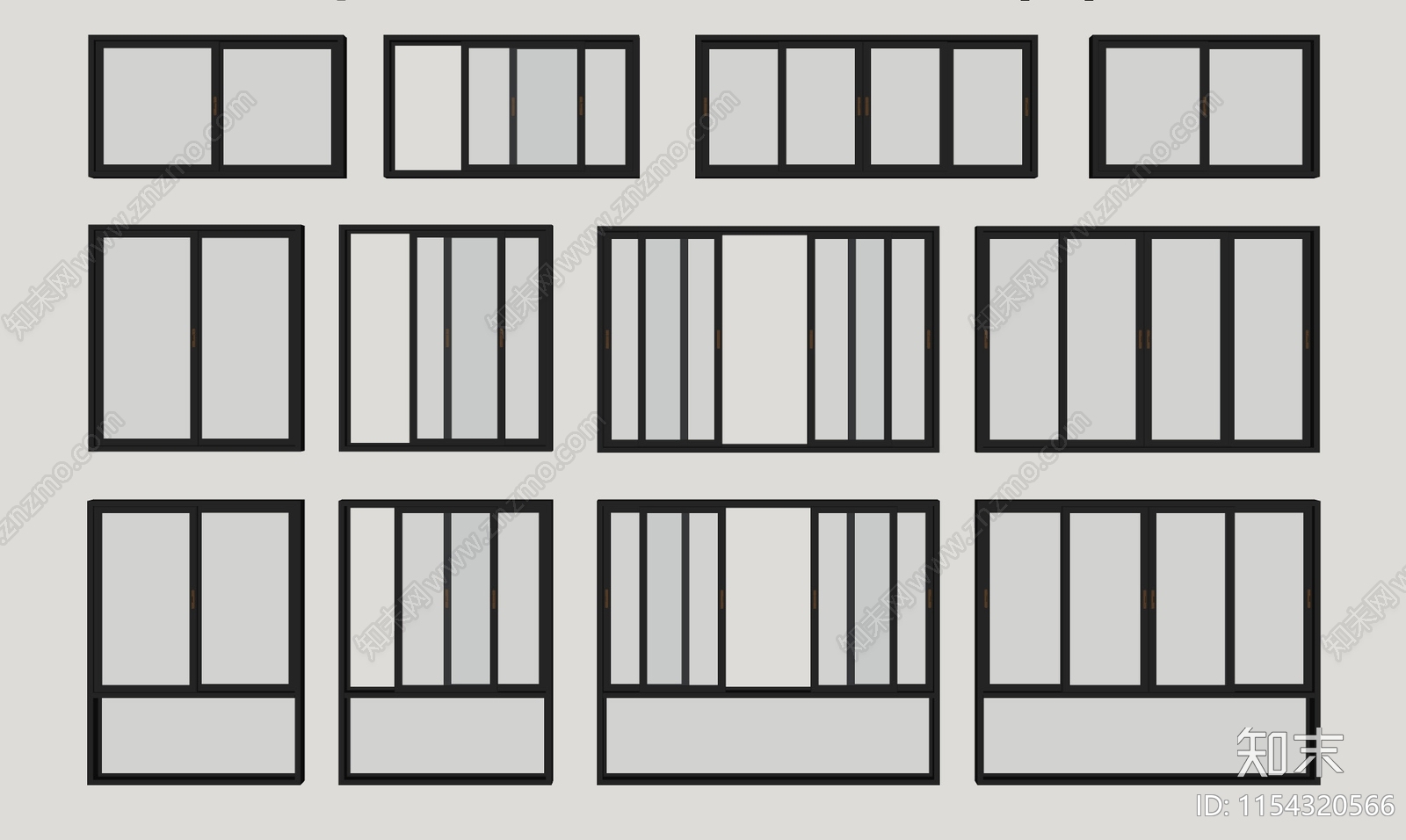 现代推拉窗SU模型下载【ID:1154320566】