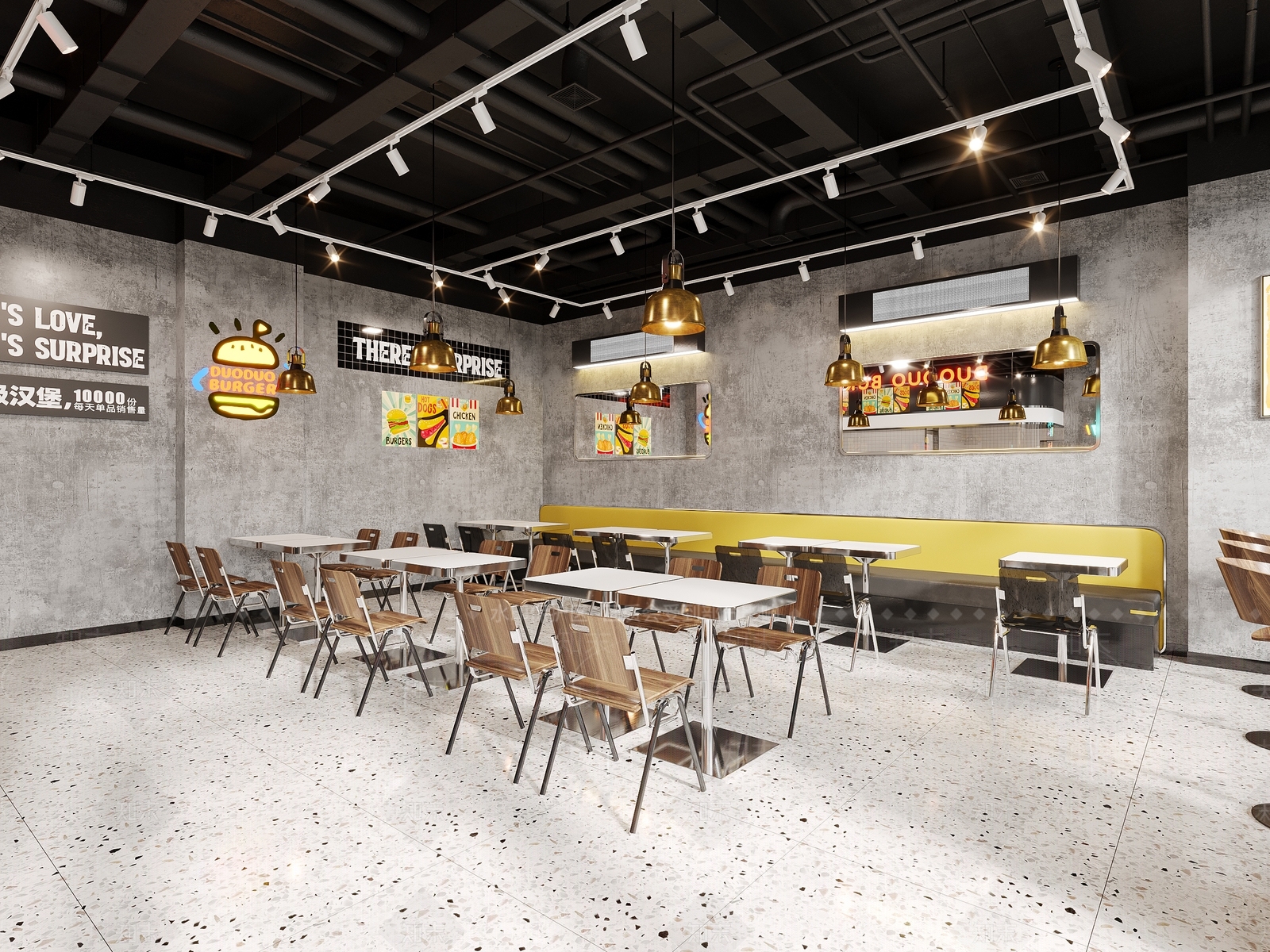 工业风快餐店3D模型下载【ID:1154326430】