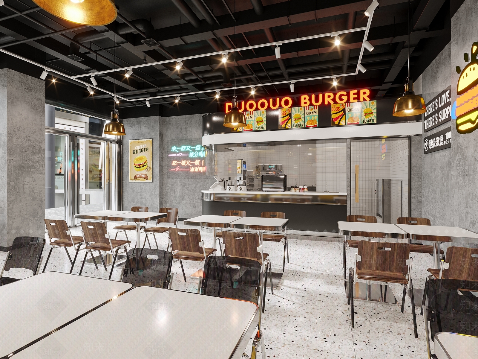 工业风快餐店3D模型下载【ID:1154326430】