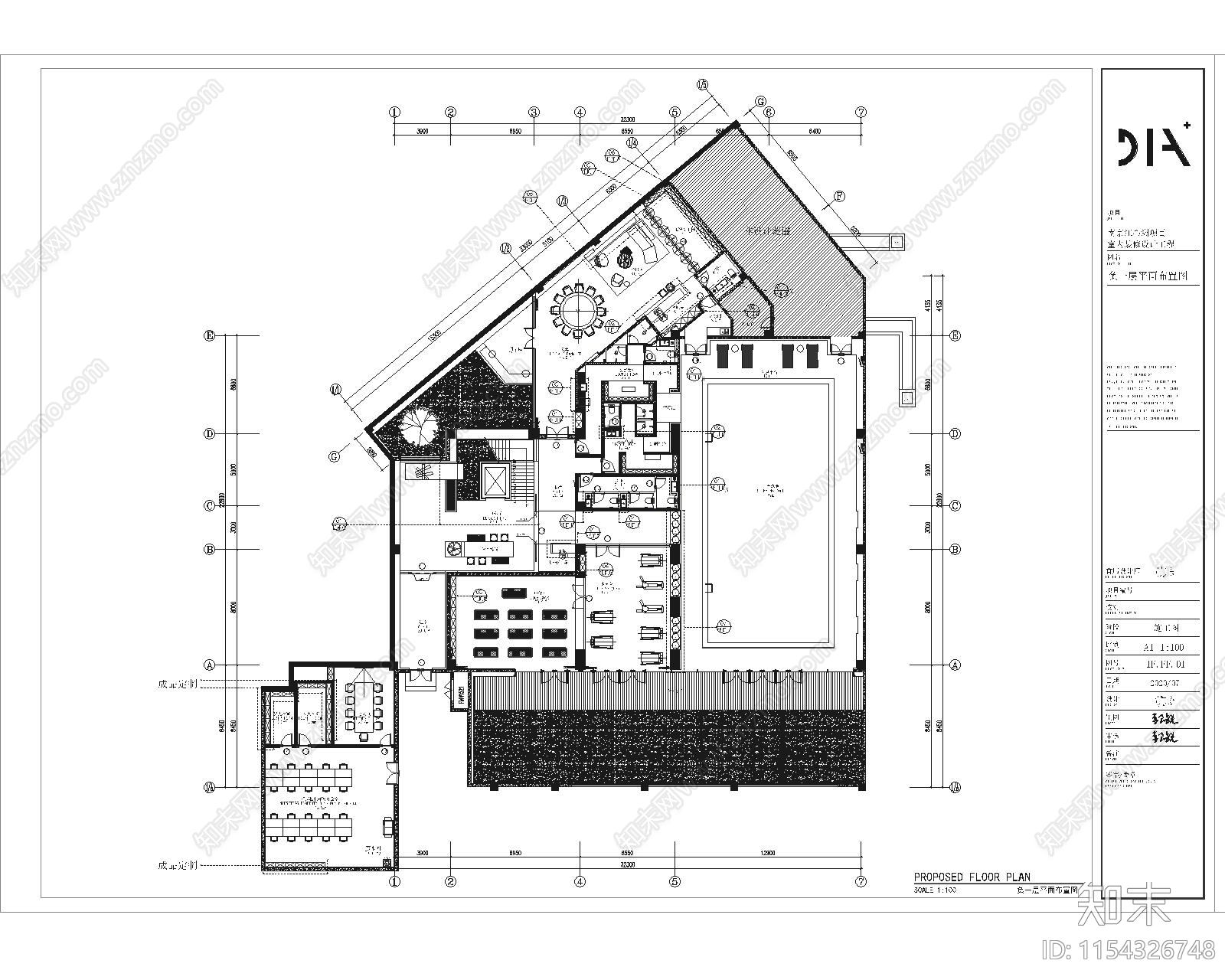 休闲会所cad施工图下载【ID:1154326748】