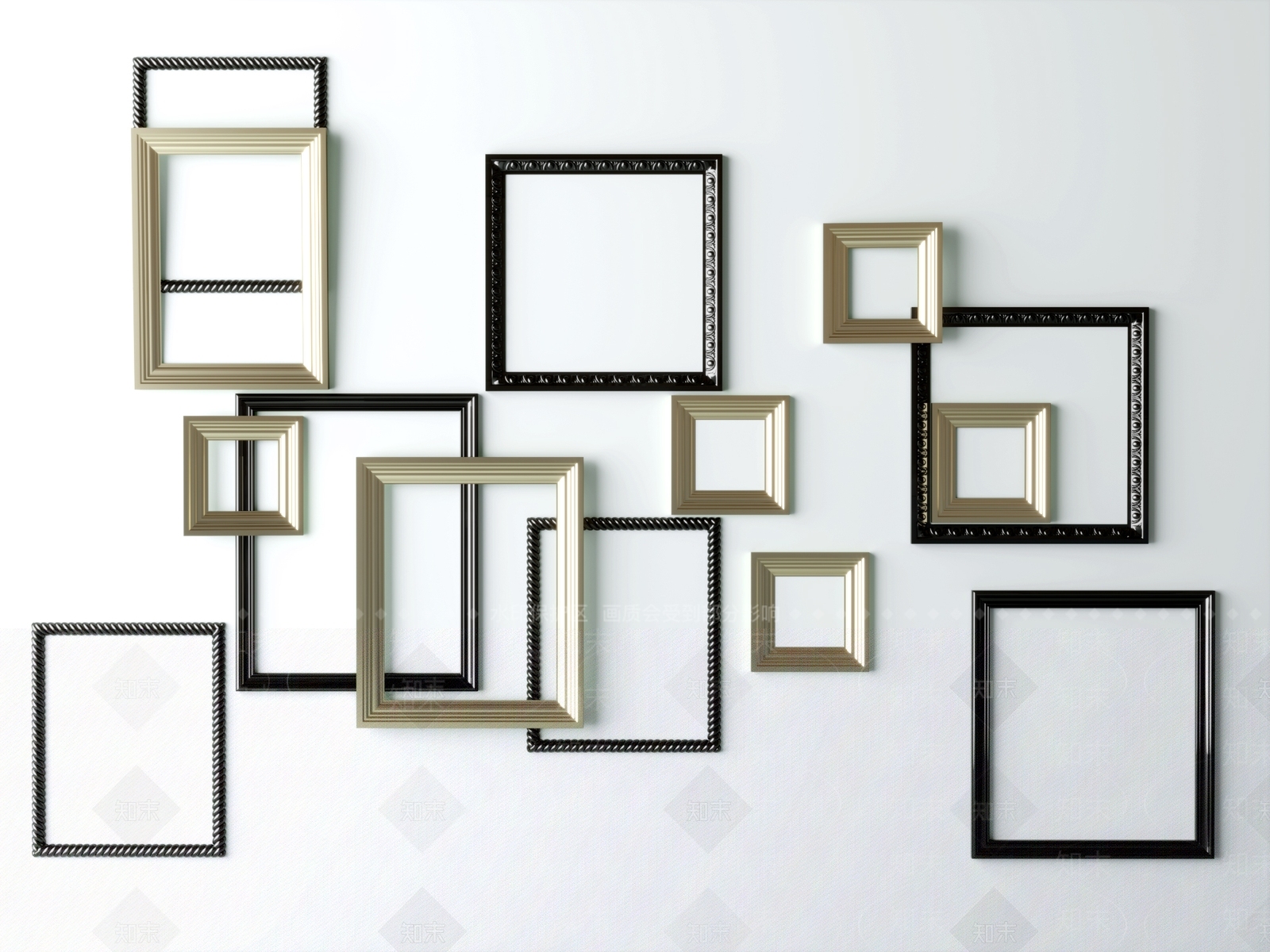 现代相框照片墙3D模型下载【ID:1154328126】