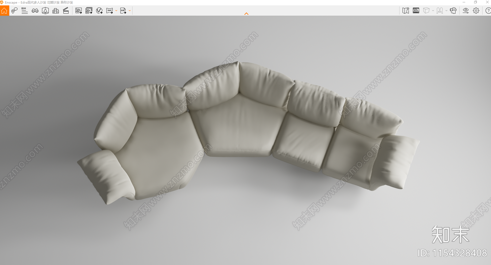 Edra现代多人异形沙发SU模型下载【ID:1154328408】