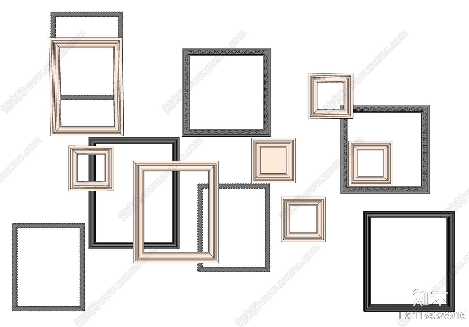 现代装饰饰相框SU模型下载【ID:1154328916】
