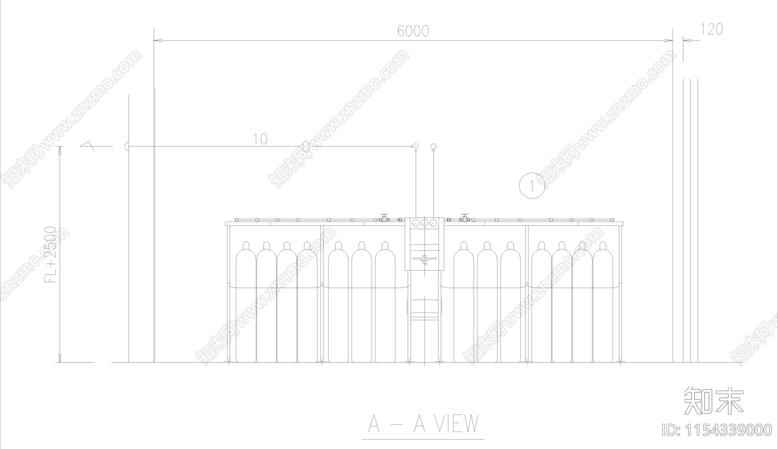 医院氧气室cad施工图下载【ID:1154339000】