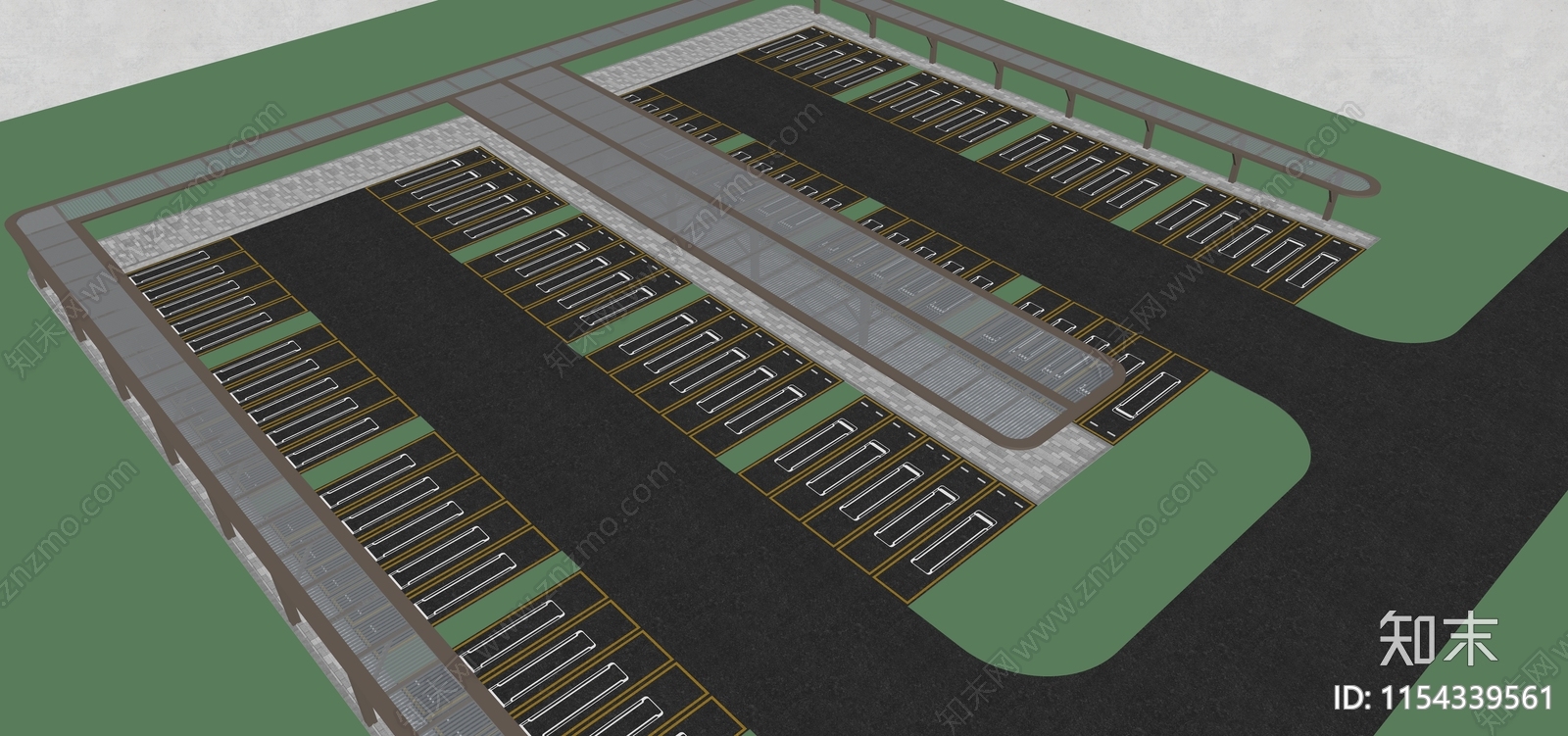 现代大巴停车场SU模型下载【ID:1154339561】
