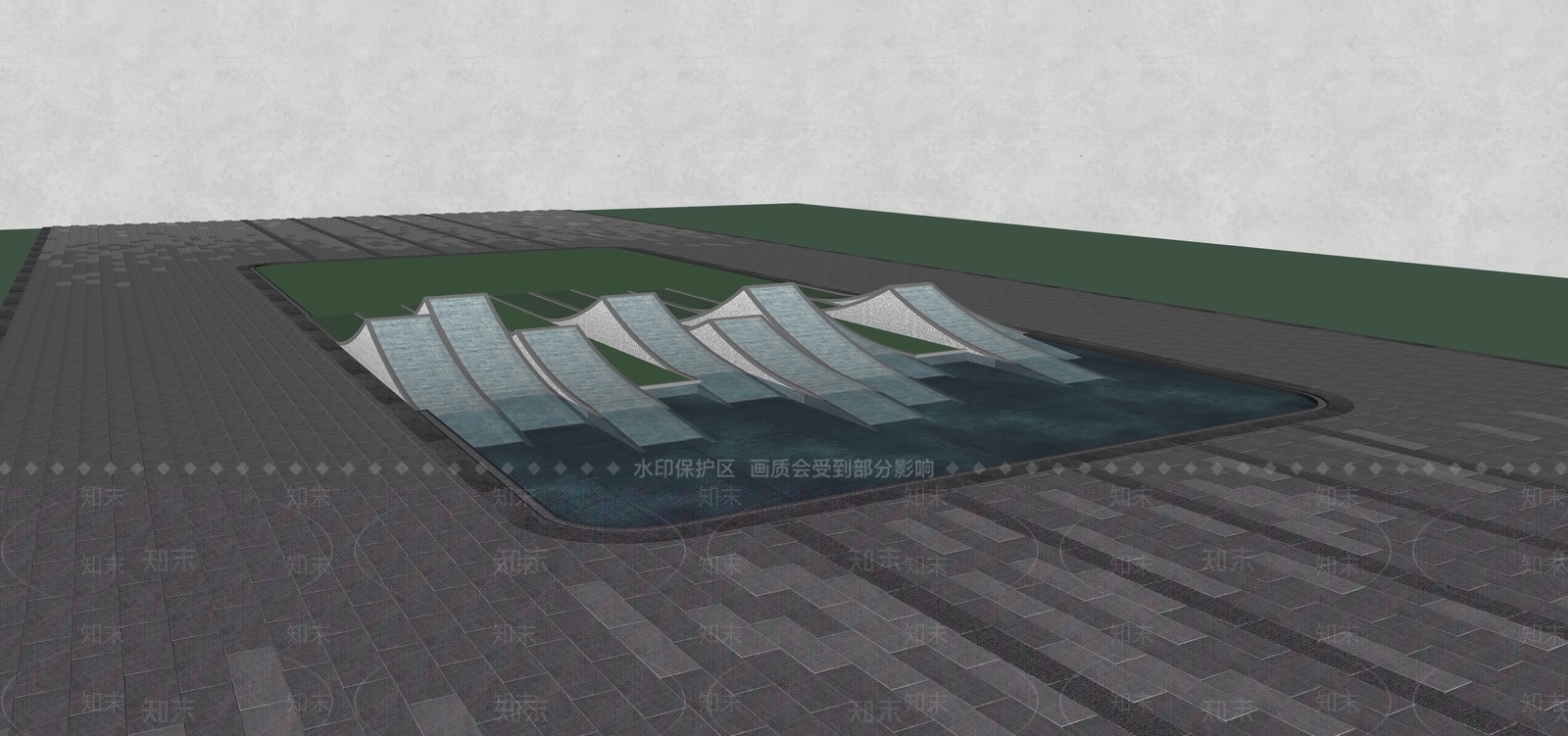 新中式水景SU模型下载【ID:1154340558】