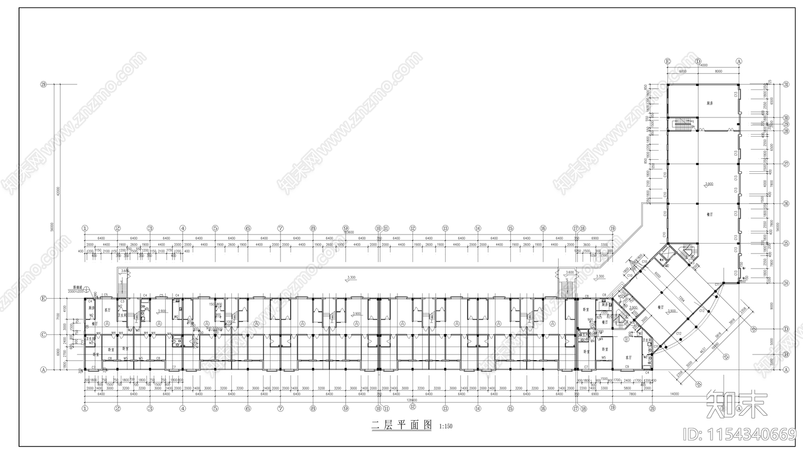 办公大厦cad施工图下载【ID:1154340669】