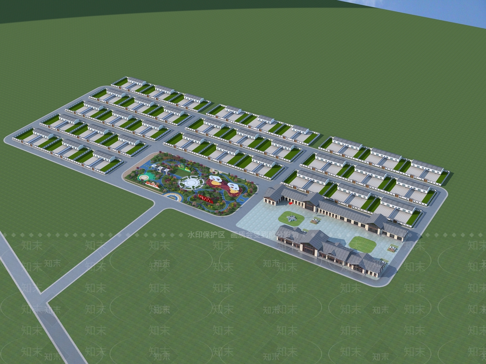 现代住宅鸟瞰3D模型下载【ID:1154345004】