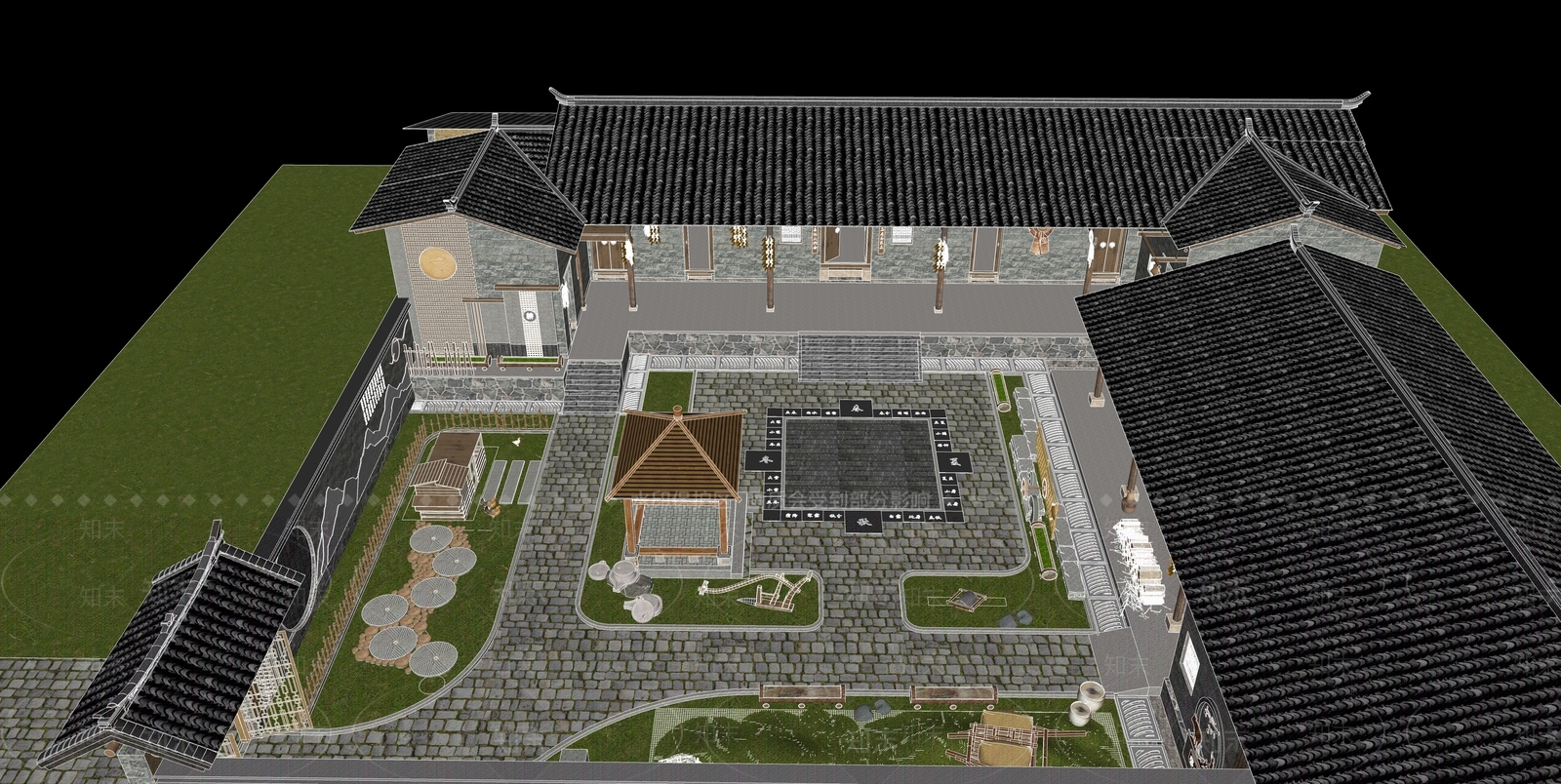 新中式石头厝农家小院SU模型下载【ID:1154347959】