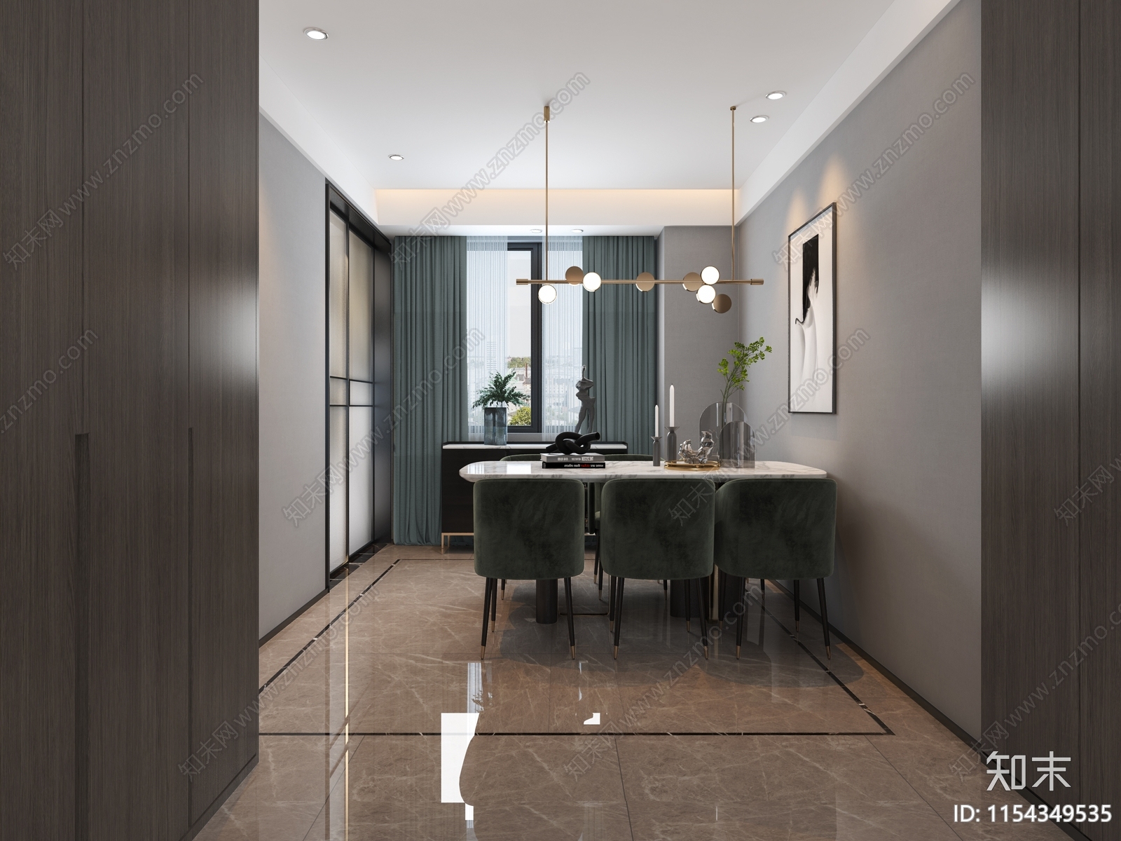 样板间设计室内cad施工图下载【ID:1154349535】