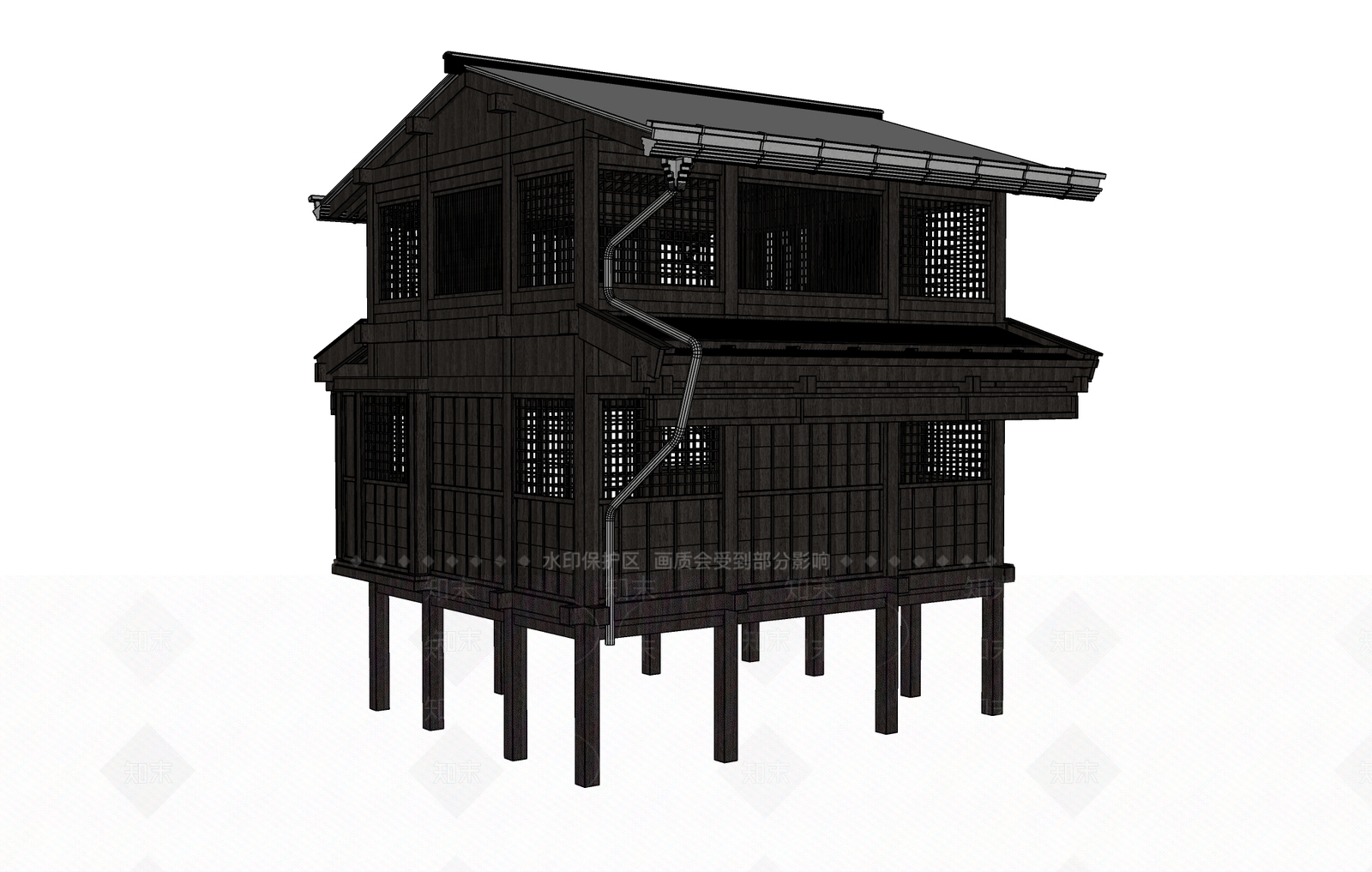 日式木屋SU模型下载【ID:1154349134】