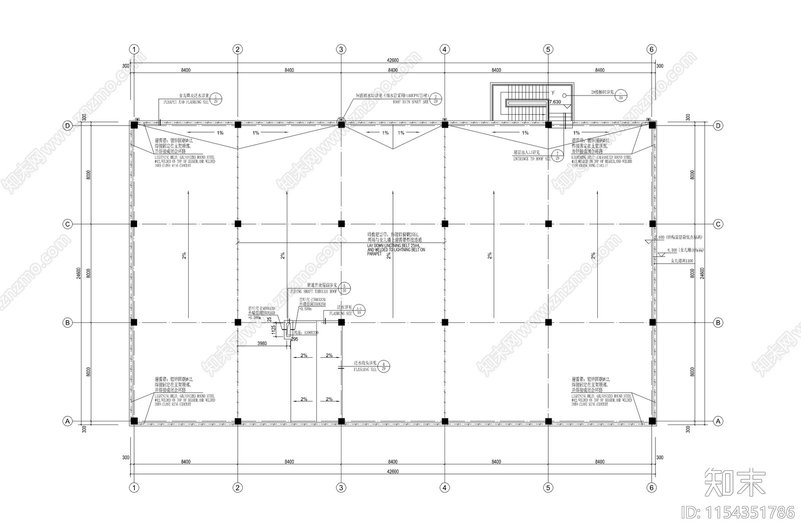 食堂办公楼建筑cad施工图下载【ID:1154351786】