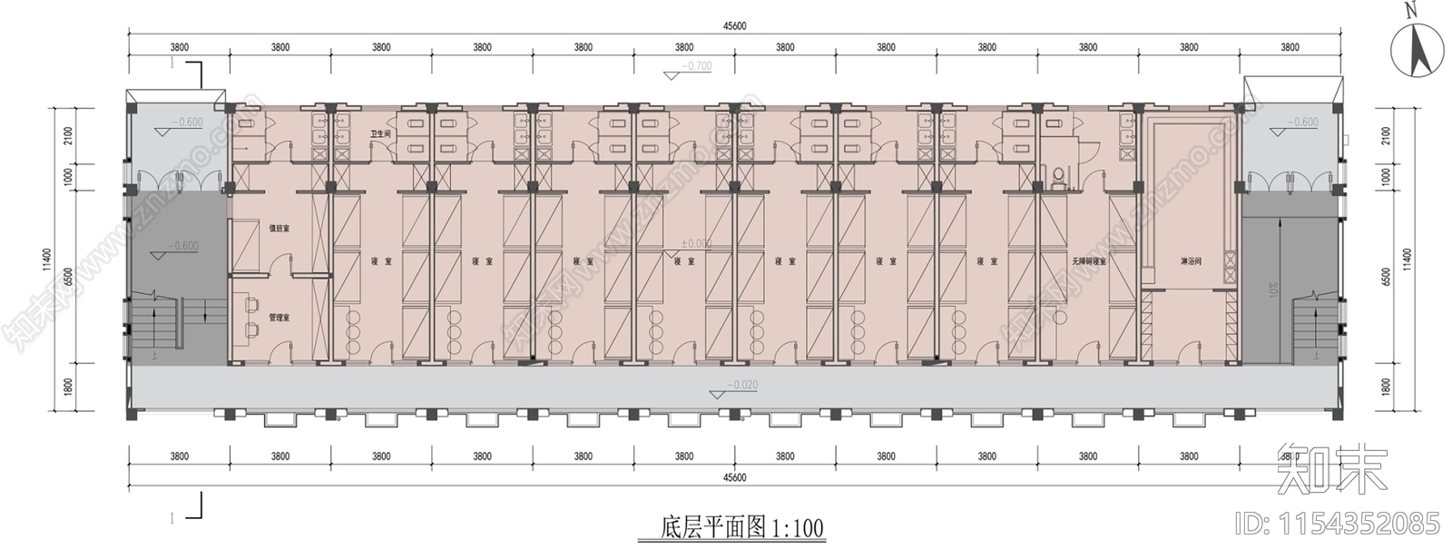 标准化宿舍楼建筑施工图下载【ID:1154352085】