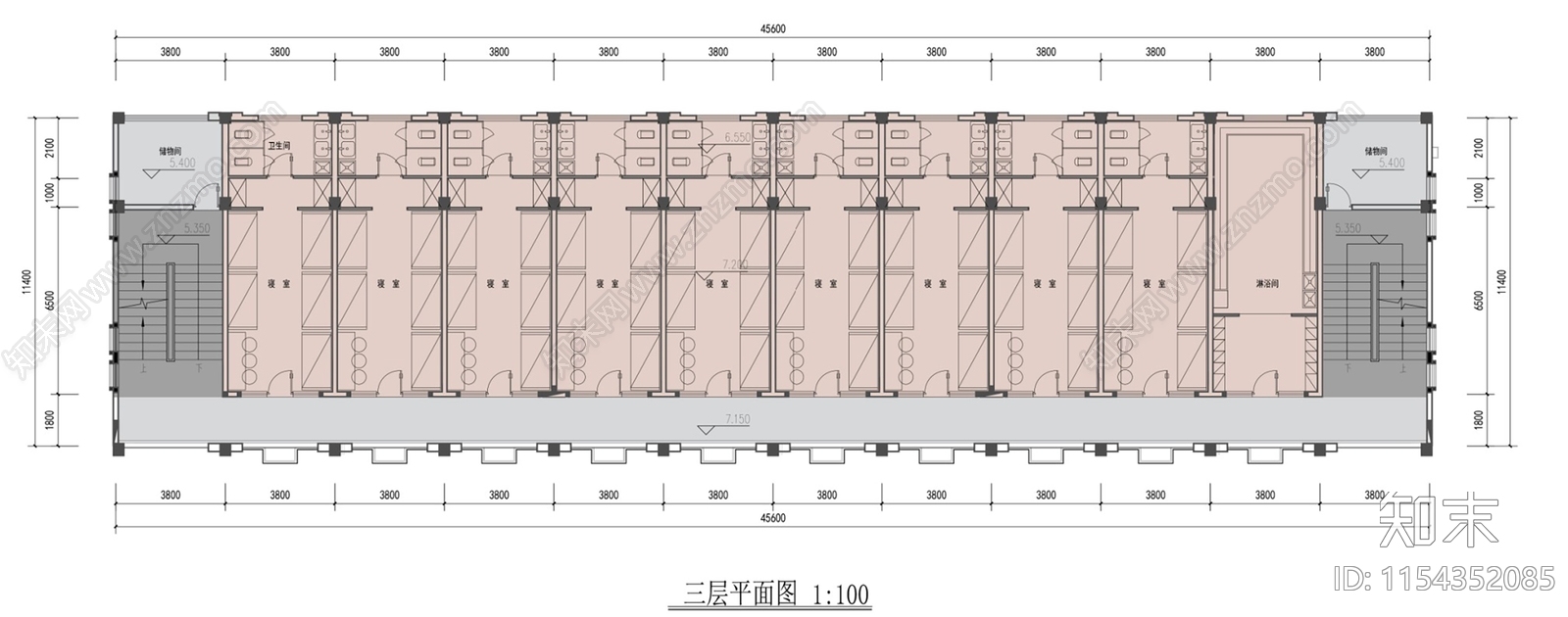 标准化宿舍楼建筑施工图下载【ID:1154352085】