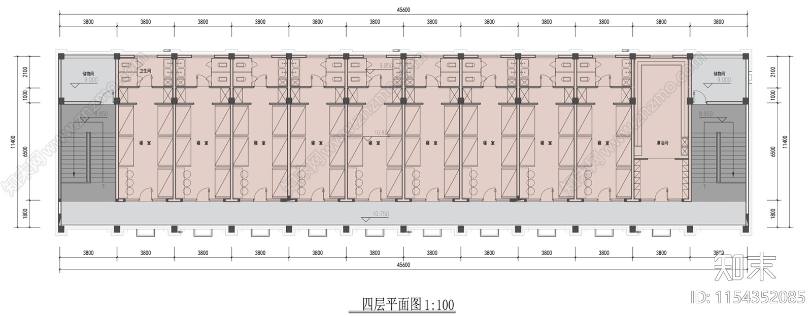 标准化宿舍楼建筑施工图下载【ID:1154352085】