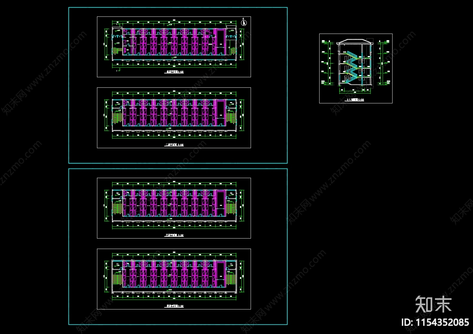 标准化宿舍楼建筑施工图下载【ID:1154352085】