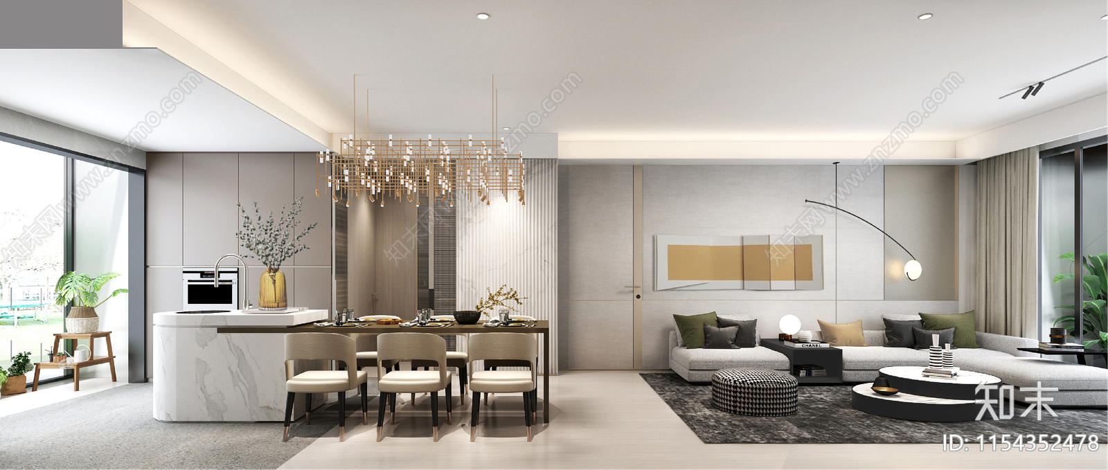 现代风格样板间室内cad施工图下载【ID:1154352478】