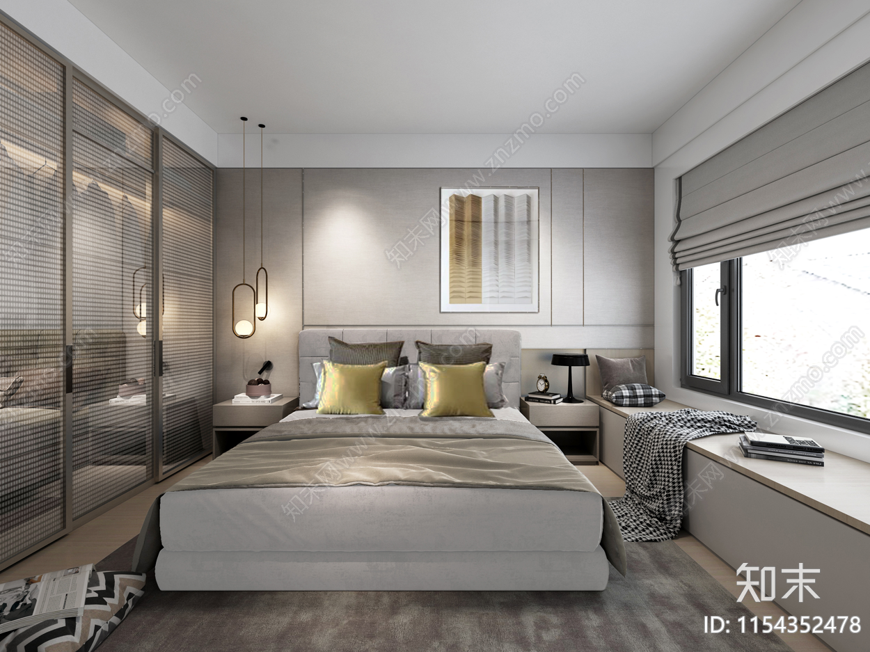 现代风格样板间室内cad施工图下载【ID:1154352478】