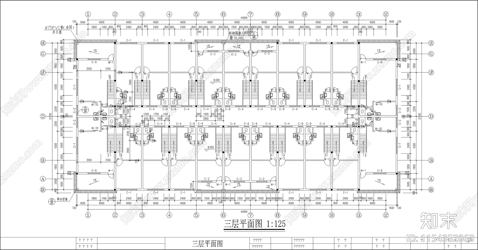 某大市场住宅区建筑cad施工图下载【ID:1154352863】