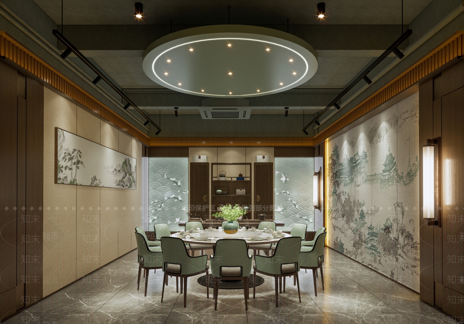 新中式包间SU模型下载【ID:1154353384】