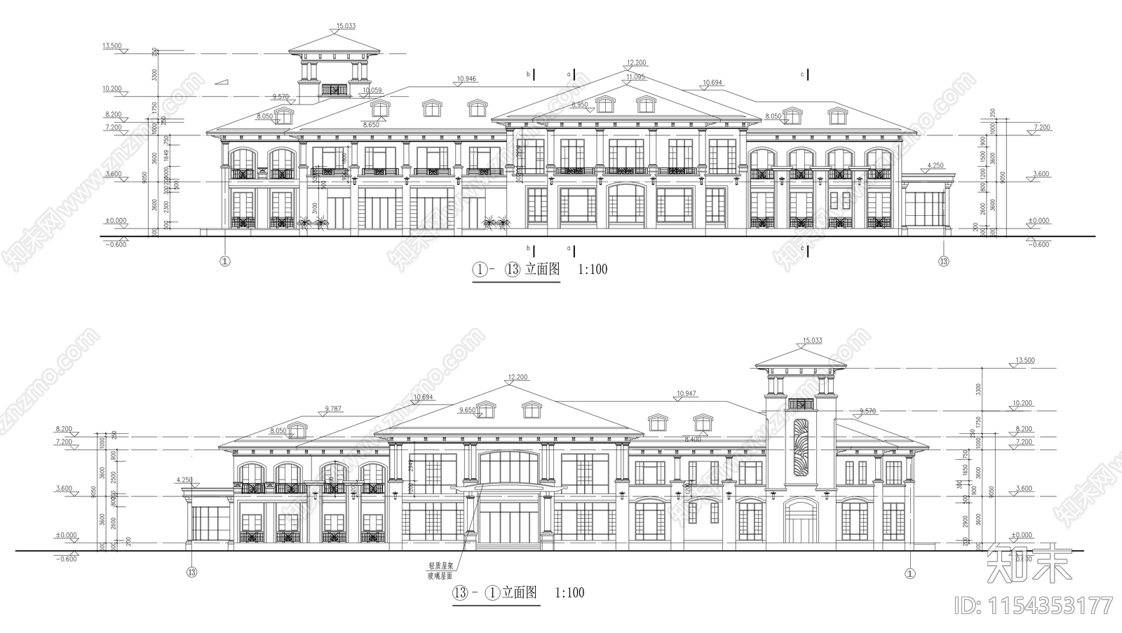 某小区公建会所设计图cad施工图下载【ID:1154353177】