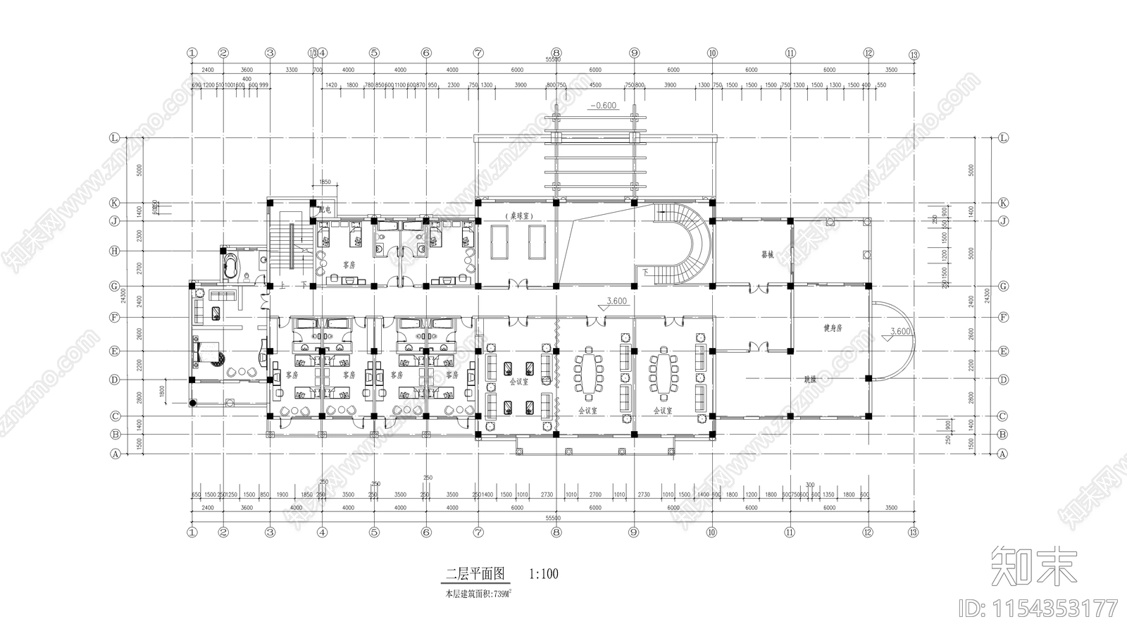 某小区公建会所设计图cad施工图下载【ID:1154353177】