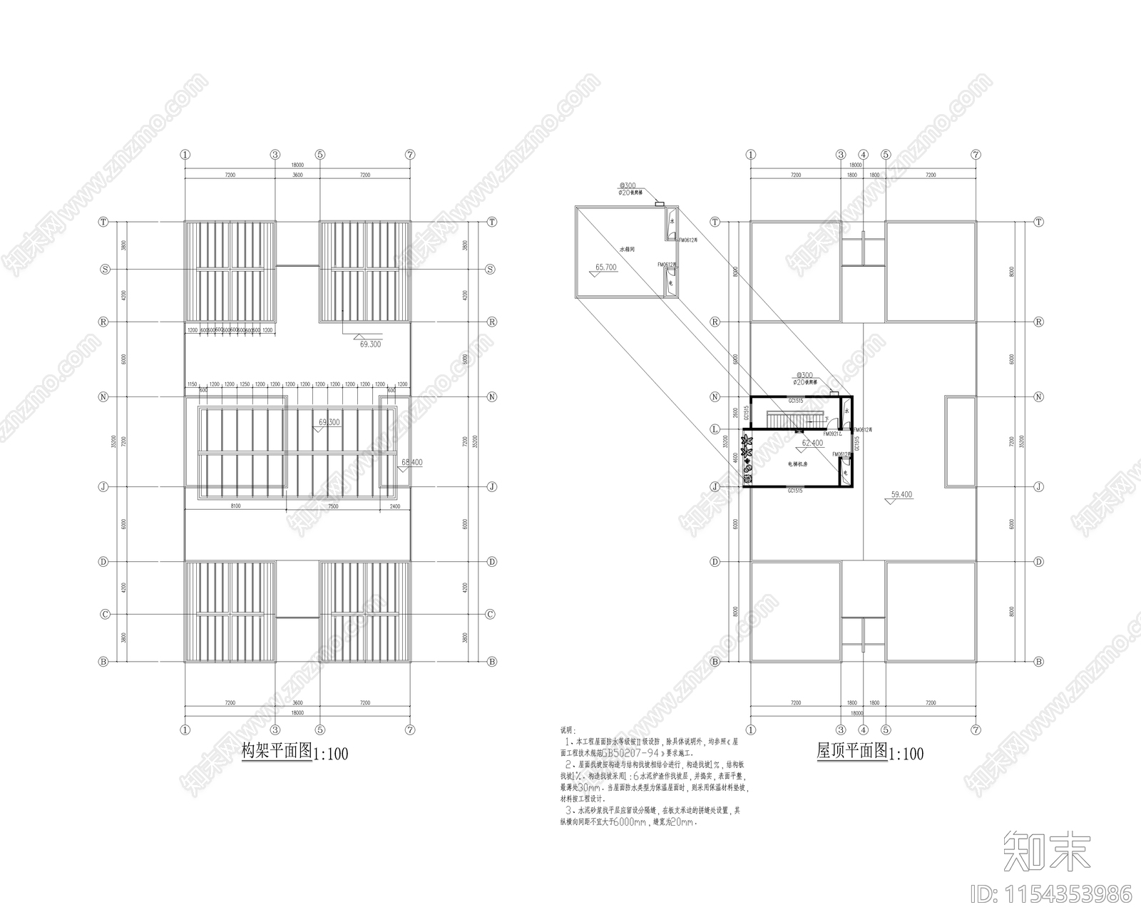 高层商务住宅区建筑cad施工图下载【ID:1154353986】