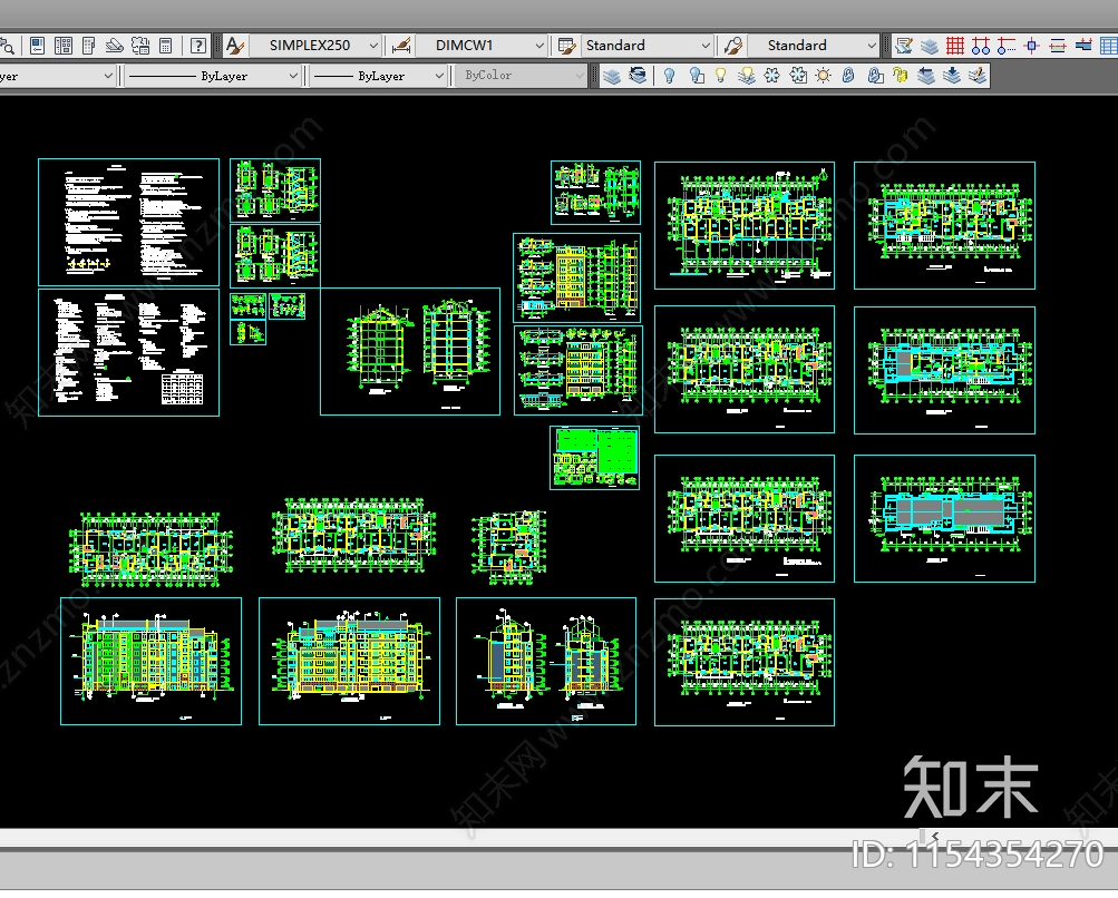 6层住宅区建筑cad施工图下载【ID:1154354270】