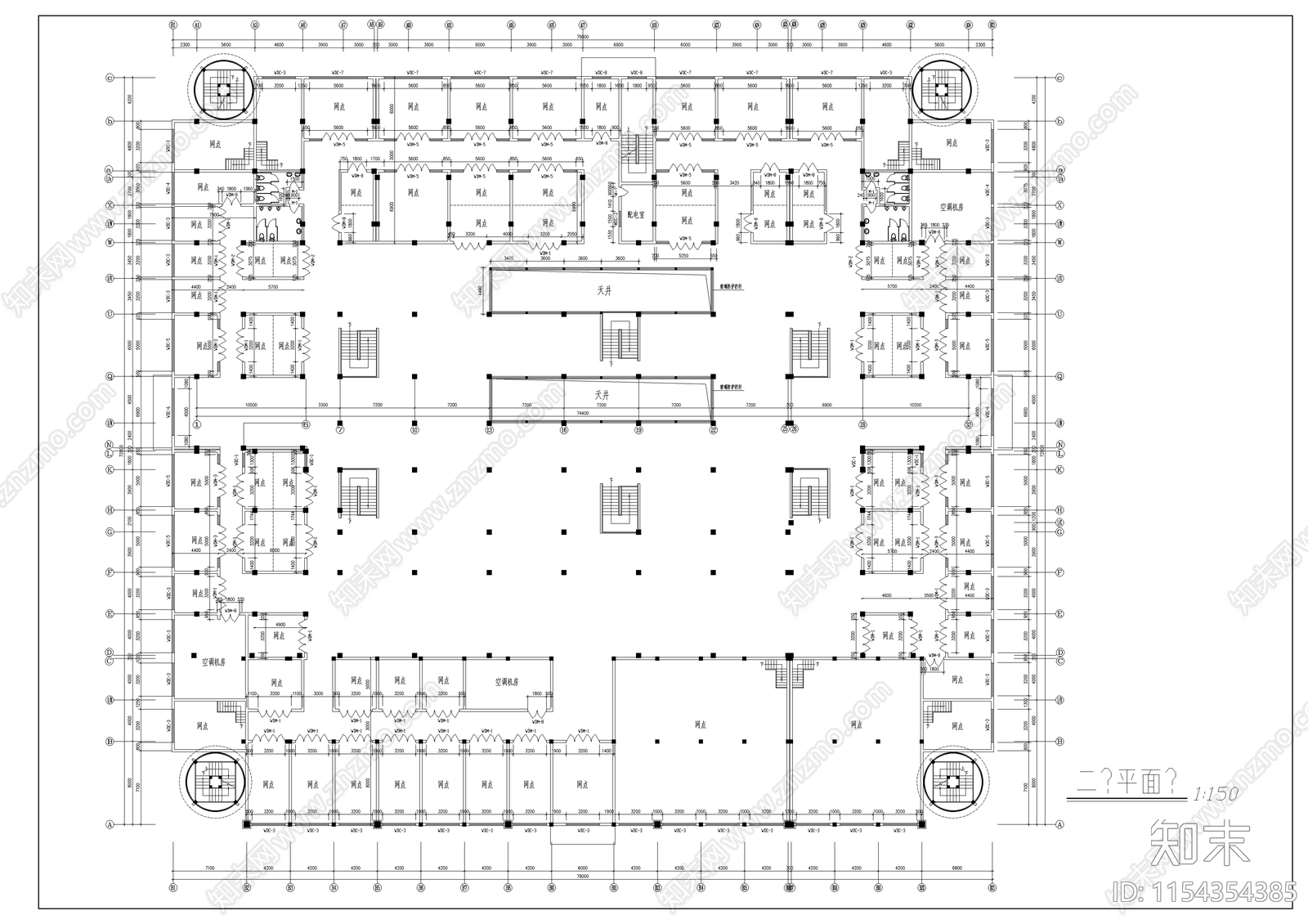 6层商住综合楼建筑cad施工图下载【ID:1154354385】