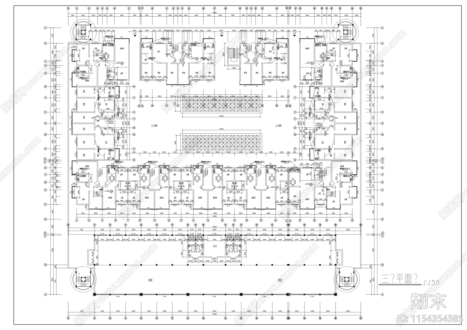 6层商住综合楼建筑cad施工图下载【ID:1154354385】