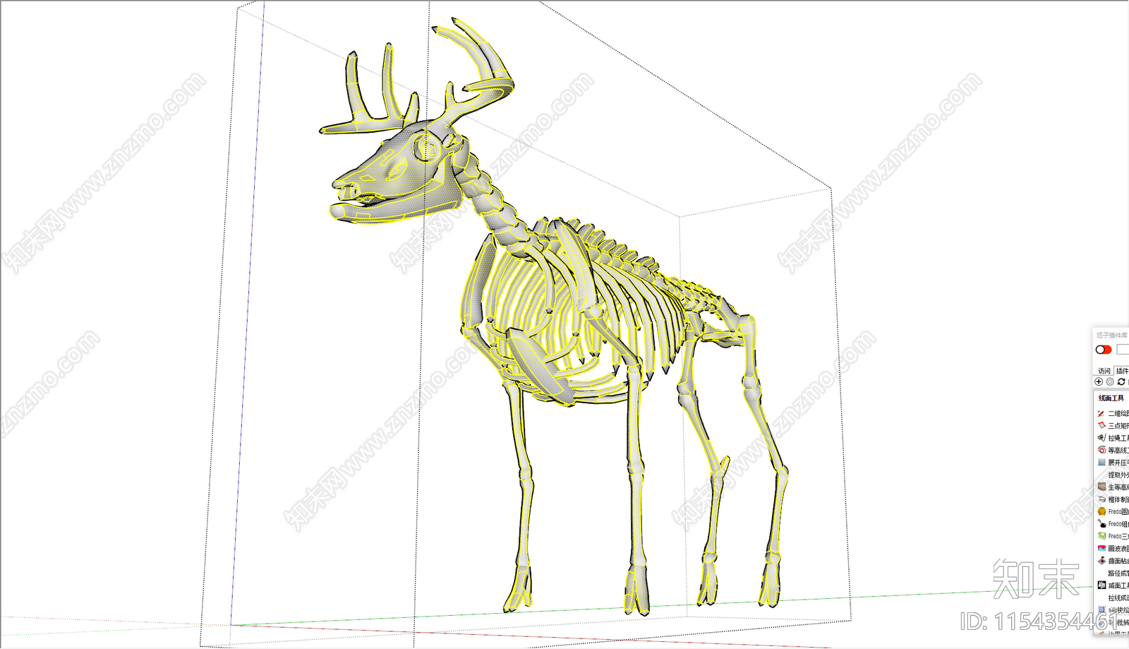 动物鹿骨架SU模型下载【ID:1154354461】