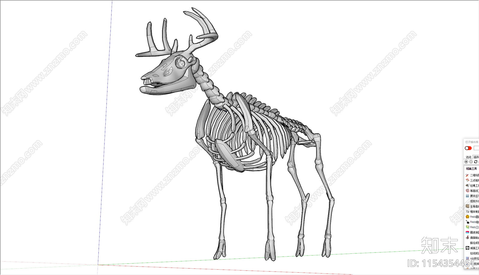 动物鹿骨架SU模型下载【ID:1154354461】
