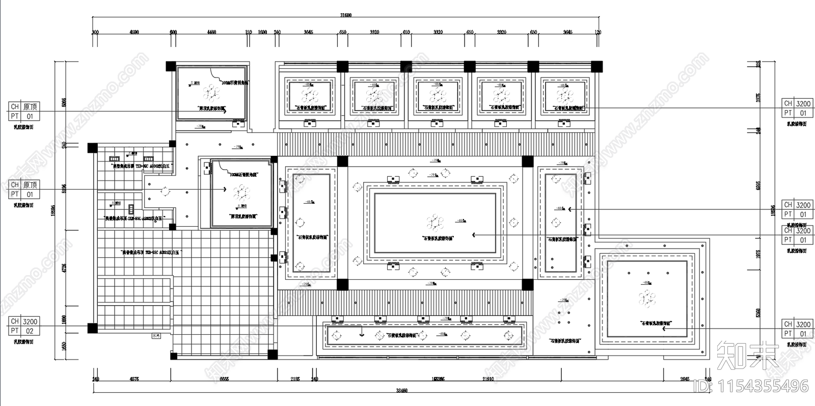 中餐厅室内cad施工图下载【ID:1154355496】