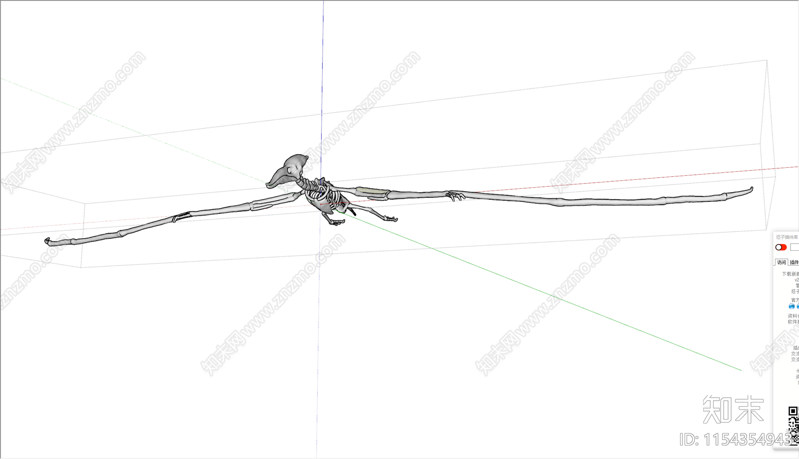 动物翼龙骨架SU模型下载【ID:1154354943】