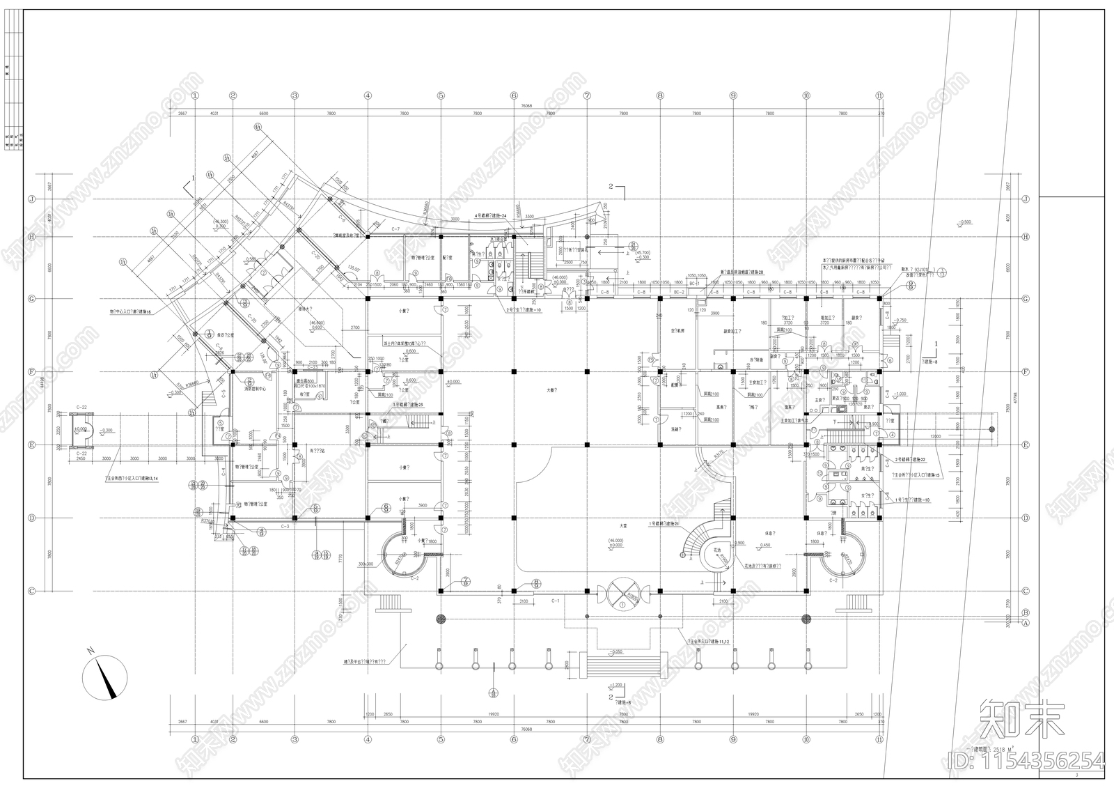 某小区业主会建筑cad施工图下载【ID:1154356254】