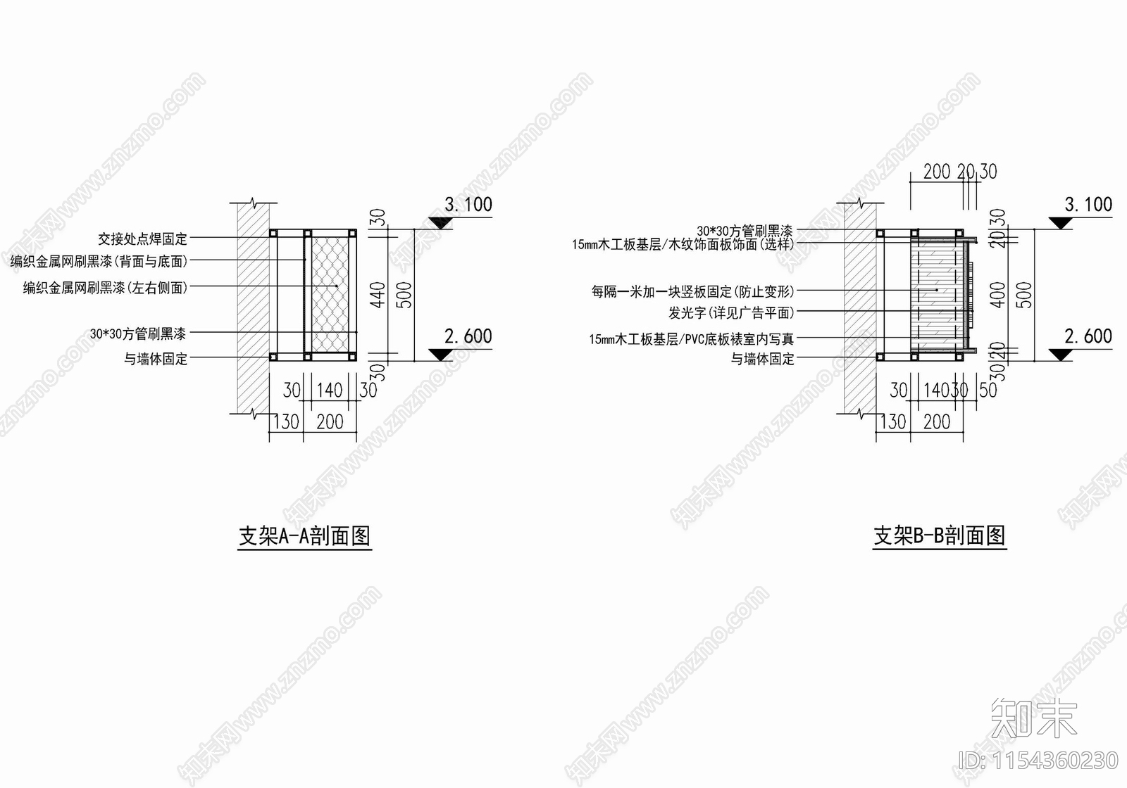 超市部门种类分区吊顶施工图下载【ID:1154360230】