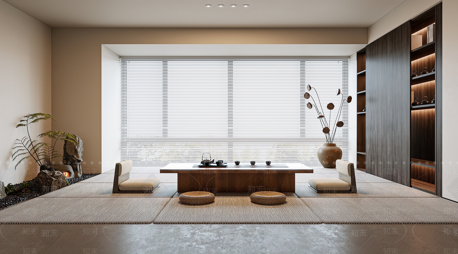 现代榻榻米茶室3D模型下载【ID:1154364266】