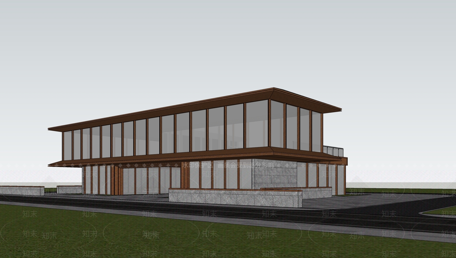 现代展览馆建筑SU模型下载【ID:1154367482】