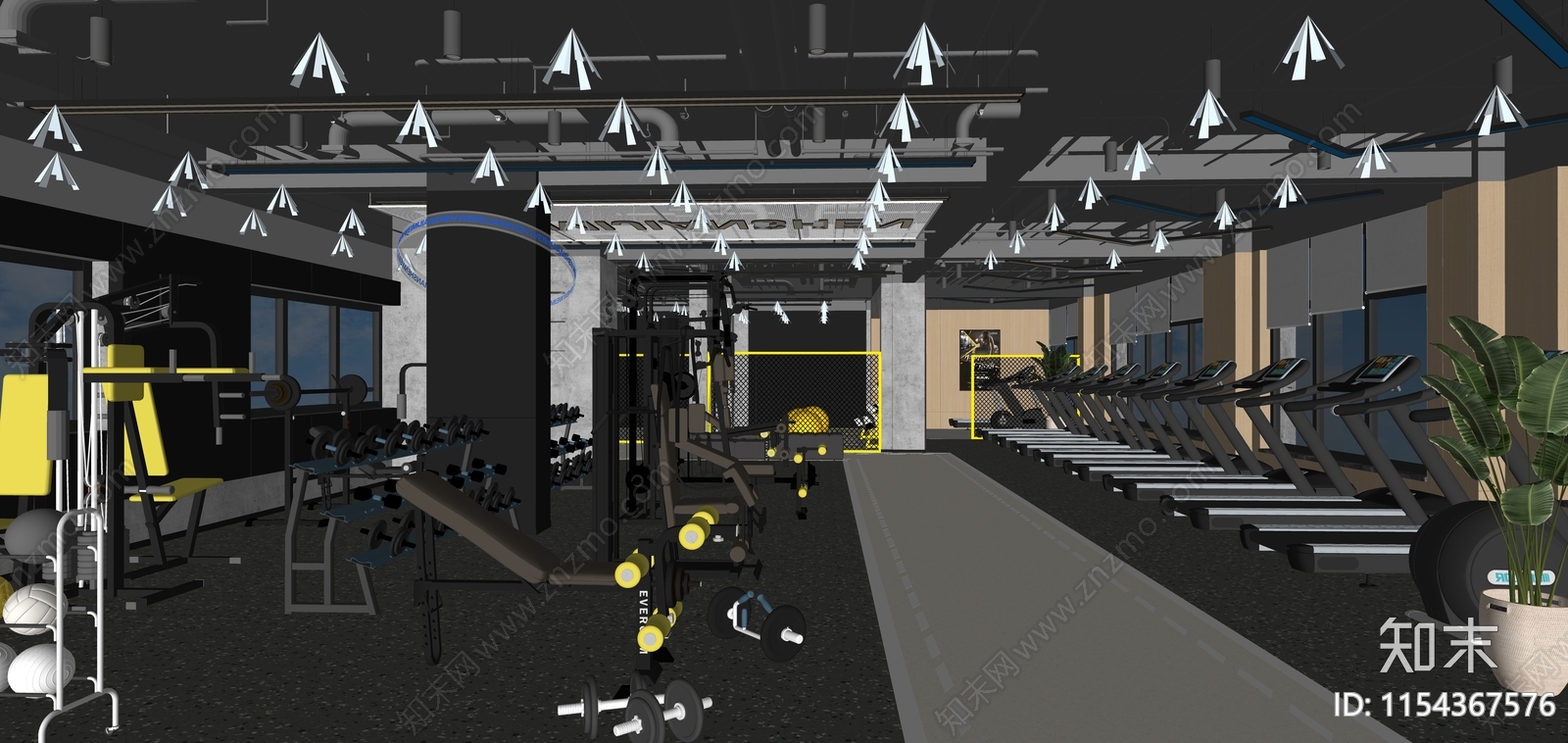 现代健身房SU模型下载【ID:1154367576】