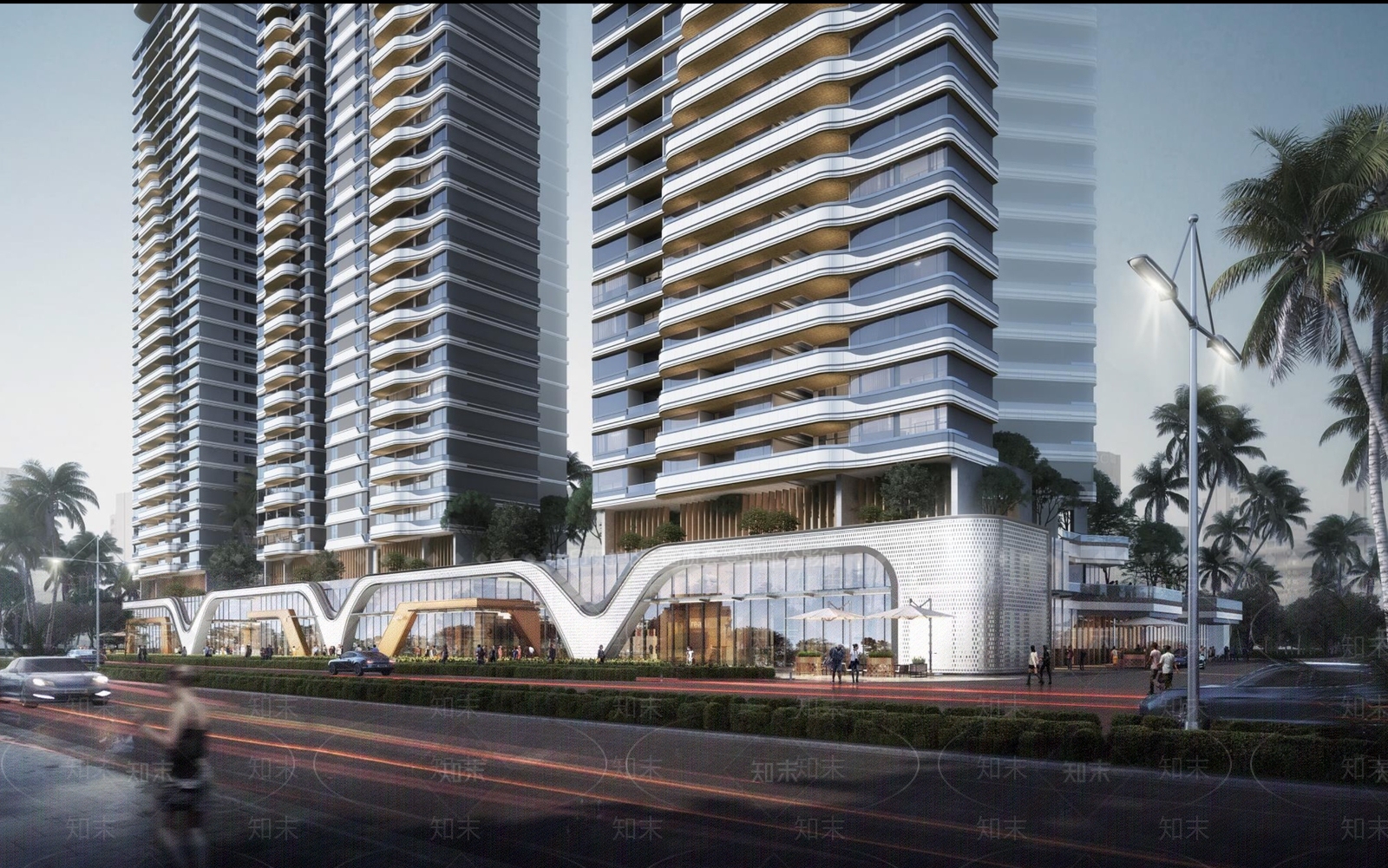 现代曲线住宅建筑立面SU模型下载【ID:1154432589】