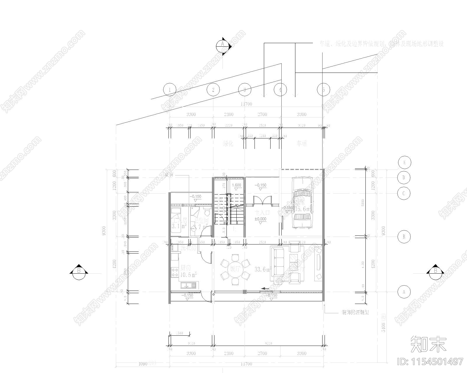 A型平面图快cad施工图下载【ID:1154501497】