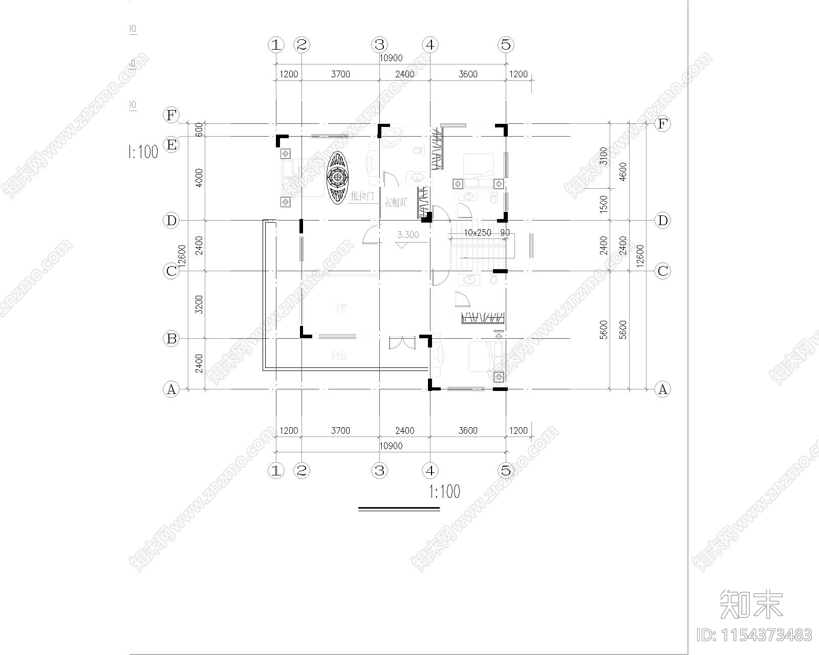 别墅建筑cad施工图下载【ID:1154373483】