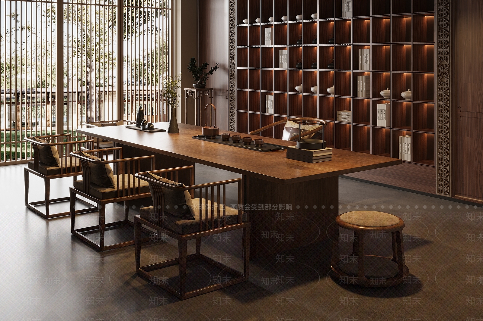 新中式茶室3D模型下载【ID:1154373927】